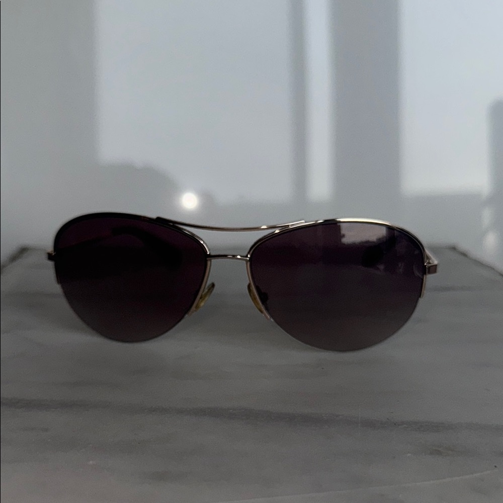 Gold and gradient brown Aviator Sunglasses